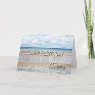 Escena de playa tarjeta de cumpleaños número 75 co