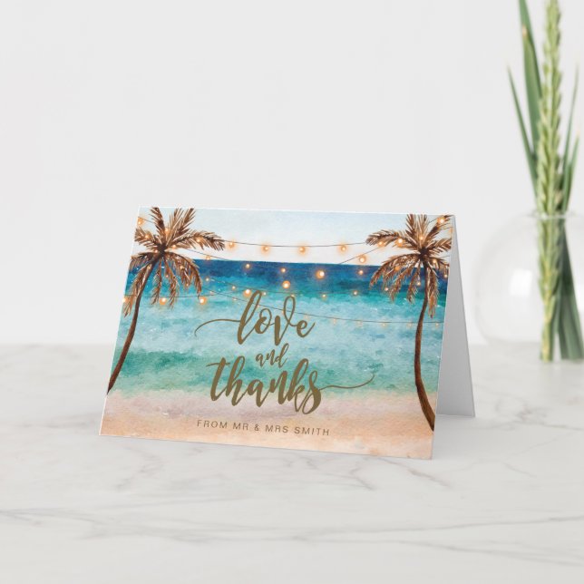 escena de playa tropical amor y agradecimiento (Anverso)
