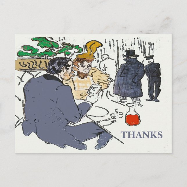Escena de restaurante Gracias, Tarjeta postal (Anverso)