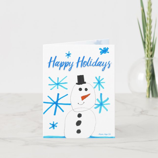 Escena de Snowman Snowflake por Ryan Holiday Card (Anverso)