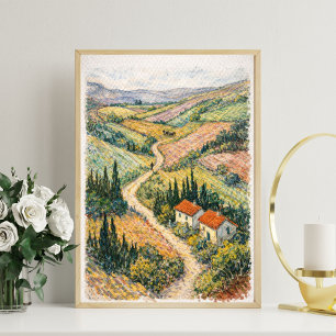 escena de viñedo de arte en el campo toscano