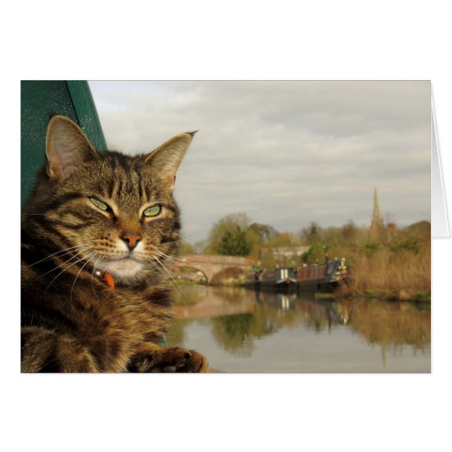 Escena del canal del gato de Narrowboat en (Anverso (Horizontal))