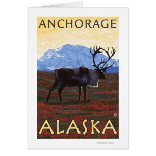 Escena del caribú - Anchorage, Alaska
