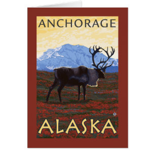 Escena del caribú - Anchorage, Alaska