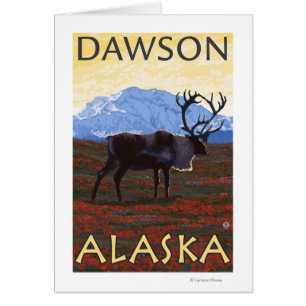 Escena del caribú - Dawson, Alaska