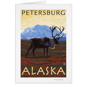 Escena del caribú - Petersburgo, Alaska