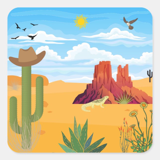 Escena del desierto en pegatinas (Anverso)