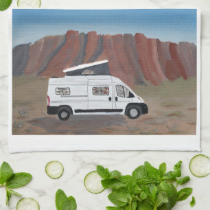 Escena del desierto Van Life Cocina Toalla de la c
