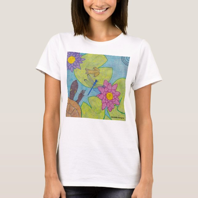 Escena del estanque (blanco) - camiseta básica par (Anverso)
