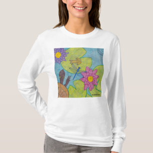 Escena del estanque (blanco) - Camiseta de manga l