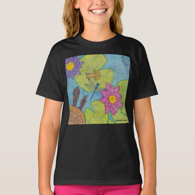 Escena del estanque (vívida) - camiseta básica de  (Anverso)