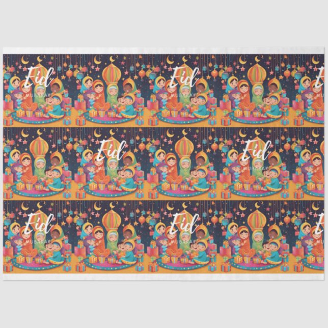 Escena del Festival Eid Mubarak envolviendo papel  (Anverso)