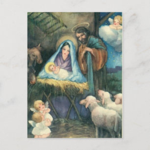 Escena del Pesebre "Noche santa" tarjeta postal