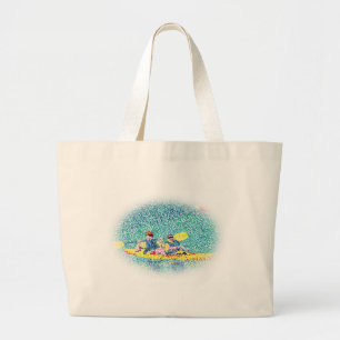 Escena del río Kayak en Pointillism, bolsas de lon