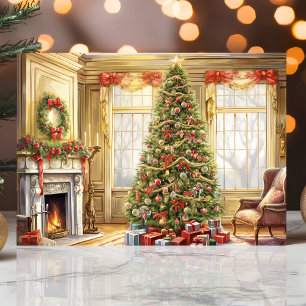 Escena elegante de árbol de Navidad en la sala de