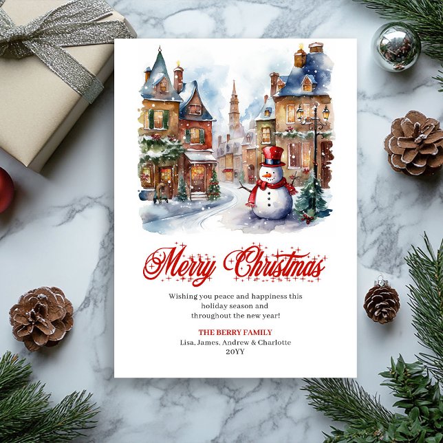 Escena festiva de vacaciones editable tarjeta de f (Playful holiday scene editable greeting card

)