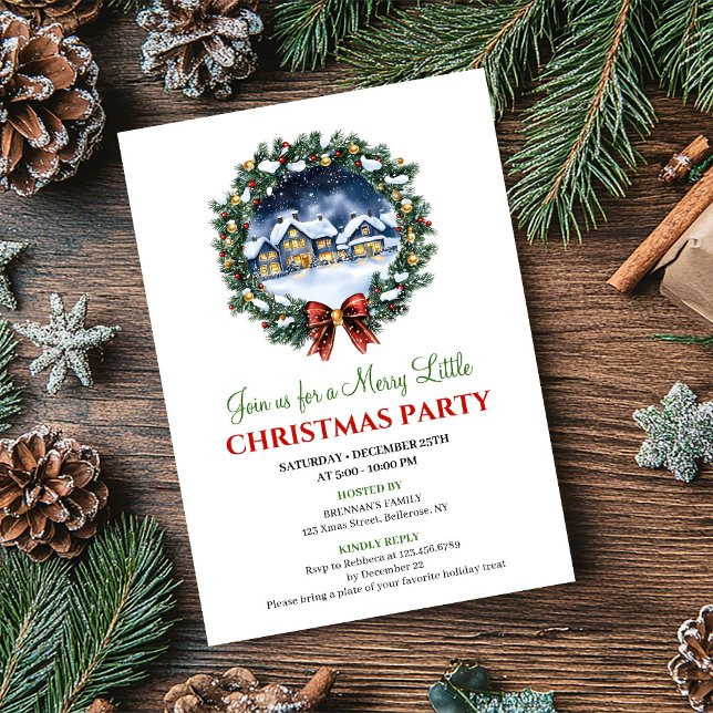 Escena invernal acogedora moderna Invitación de Na (Modern Cozy Winter Scene Editable Christmas Invite)