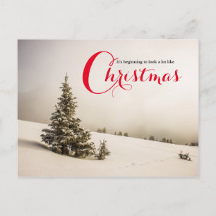 Escena invernal con árbol - Tarjeta postal