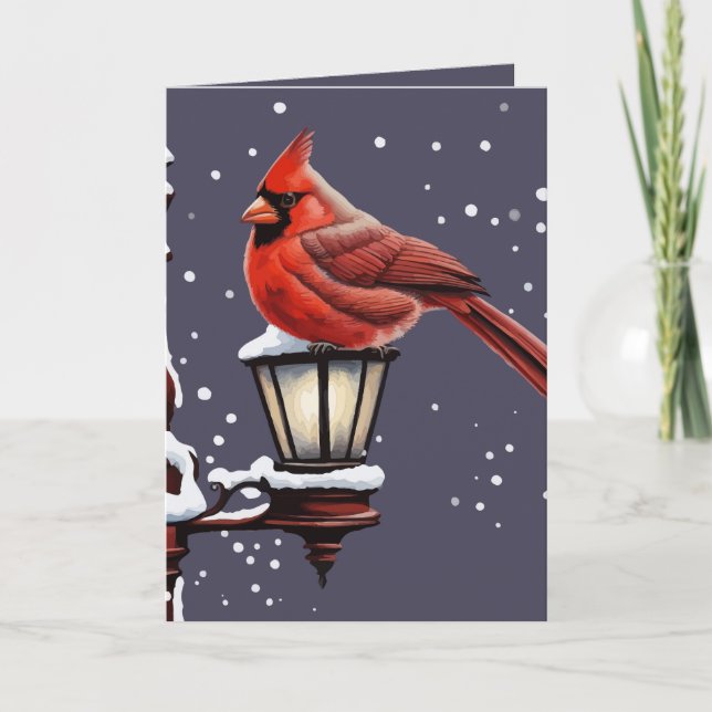 Escena Invernal Con Pájaro Cardenal Fiesta Navidad (Anverso)