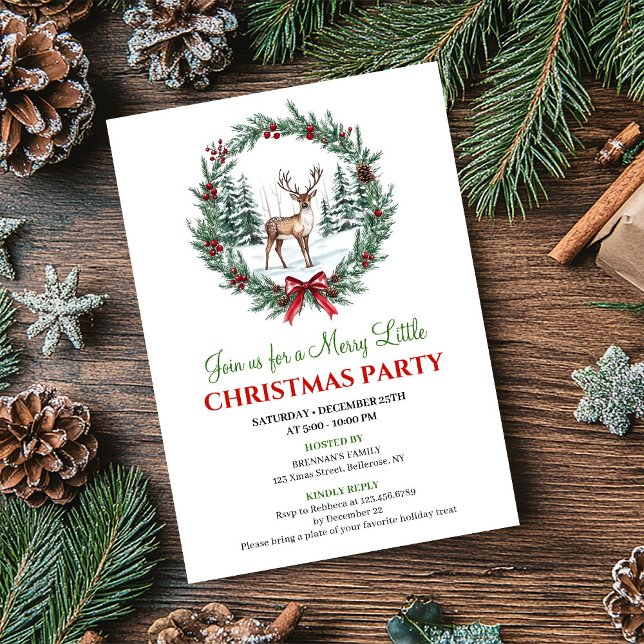 Escena moderna de Navidad Acuarela Invitación de v (Modern Christmas Scene Watercolor Holiday Invite)
