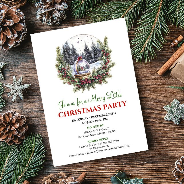 Escena moderna de Navidad en acuarela, invitación  (Modern Watercolor Christmas Scene Editable Invite)
