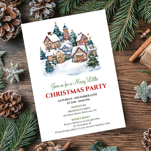 Escena moderna y acogedora de Navidad, invitación  (Modern cozy Christmas scene festive dinner invitation)