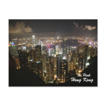 Escena nocturna de Hong Kong, el pico, postal