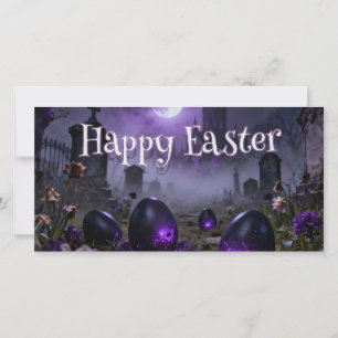 Escena oscura de Pascua gótica con huevos brillant