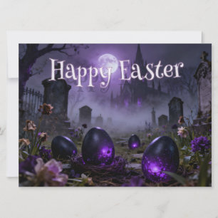 Escena oscura de Pascua gótica con huevos brillant