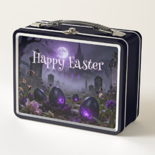 Escena oscura de Pascua gótica con huevos brillant