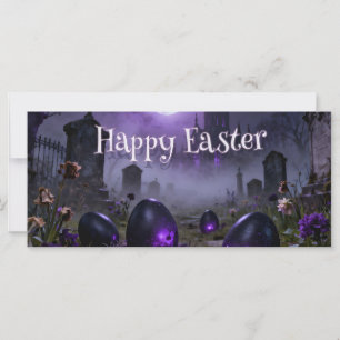 Escena oscura de Pascua gótica con huevos brillant