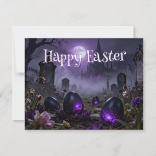 Escena oscura de Pascua gótica con huevos brillant