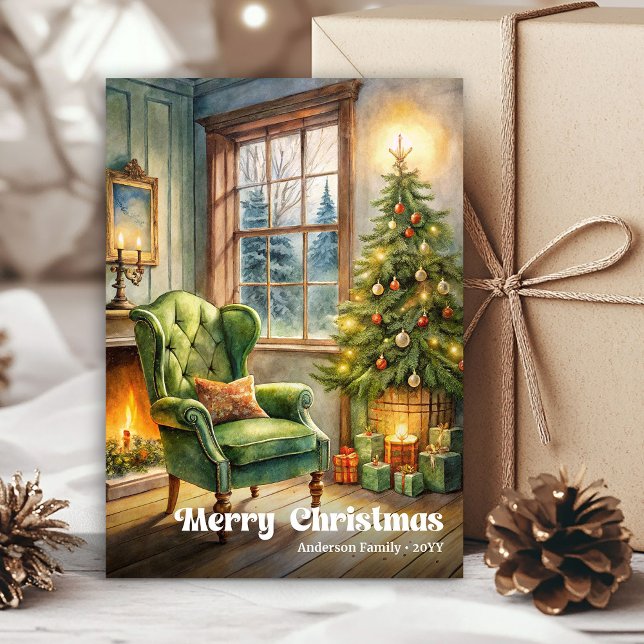 Escena pacífica de Navidad en acuarela con tonos s (Peaceful watercolor Christmas scene in soft hues)