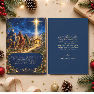 Escena religiosa de la Natividad en Navidad Azul O