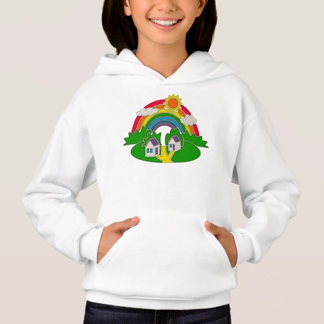 Escena rural personalizado con arcoiris y casa de  (Anverso)
