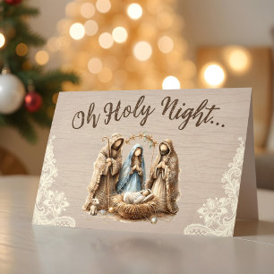 Escena Rústica de la Natividad Tarjeta de Navidad 