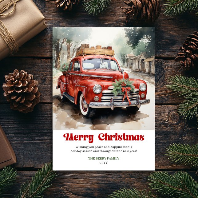 Escena rústica elegante de Navidad tarjeta de feli (Elegant rustic Christmas scene vintage greeting card)