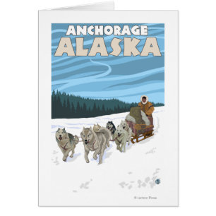 Escena Sledding del perro - Anchorage, Alaska