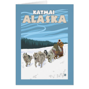 Escena Sledding del perro - Katmai, Alaska