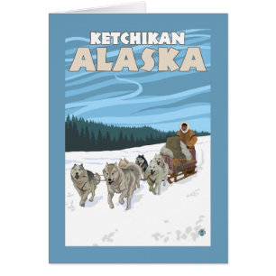 Escena Sledding del perro - Ketchikan, Alaska