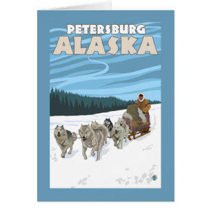 Escena Sledding del perro - Petersburgo, Alaska