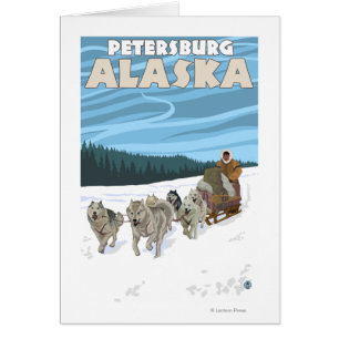 Escena Sledding del perro - Petersburgo, Alaska