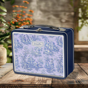 Escena vintage de Toile de Jouy púrpura azul franc