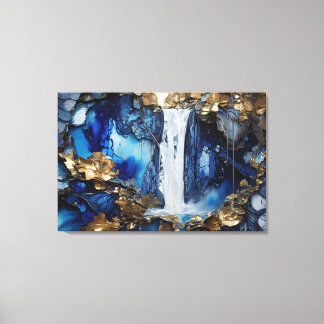 Escenario de cascada Arte de pintura azul y blanco