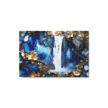 Escenario de cascada Arte de pintura azul y blanco