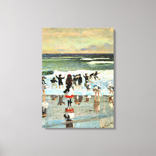 Escenario de playa, pintura de época de arte fino