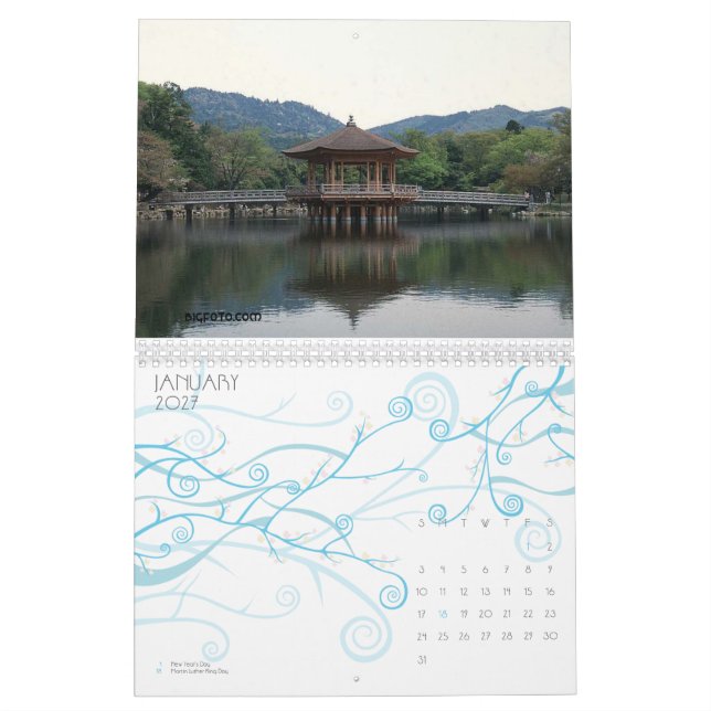 Escenas de Japón calendario de 12 meses (Jan 2027)