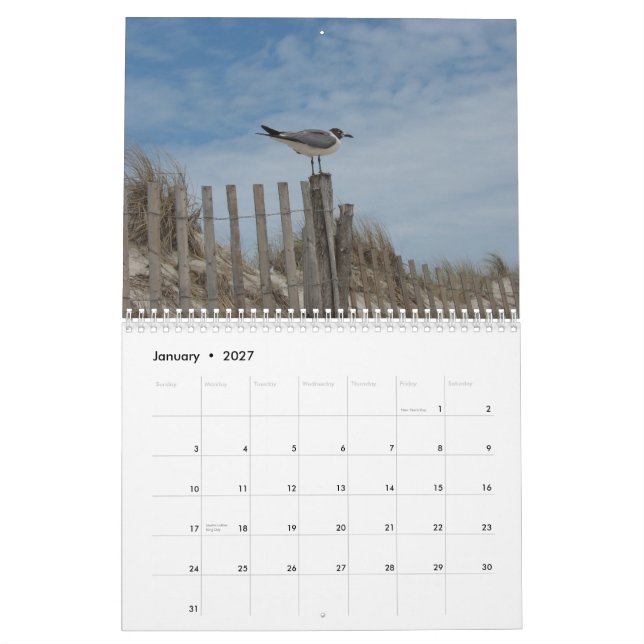Escenas de la playa calendario de 19 meses (Jan 2027)