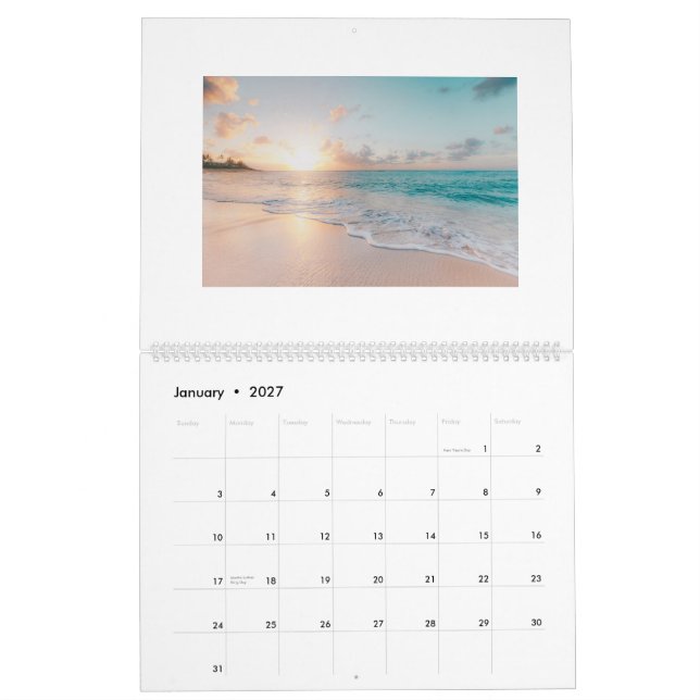 Escenas de playa Calendario de 12 meses Agrega tus (Jan 2027)