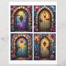 Escenas de puertas de hadas recortes de tarjetas d